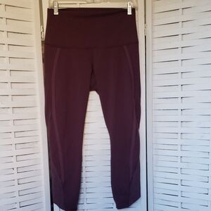 Lululemon Burgundy Women's  High-Waisted Leggings With Mesh Details Size 8